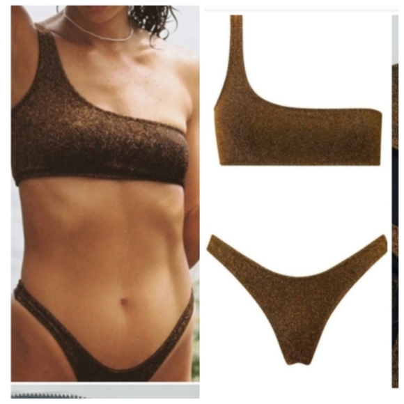 triangl swimwear Other - TRIANGL Melrose gold honey sparkle lurex Bikini Set photo sample s